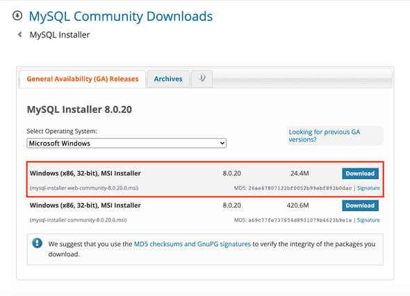 MySQL Server Win2