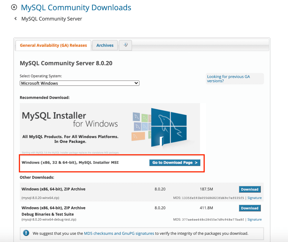download mysql server windows 10 64 bit