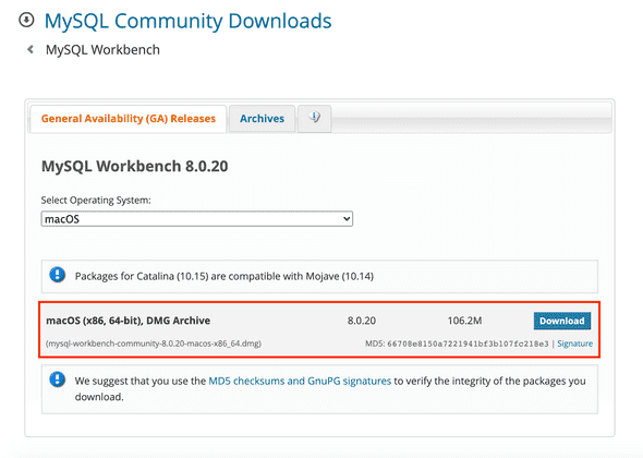 MySQL Workbench Mac